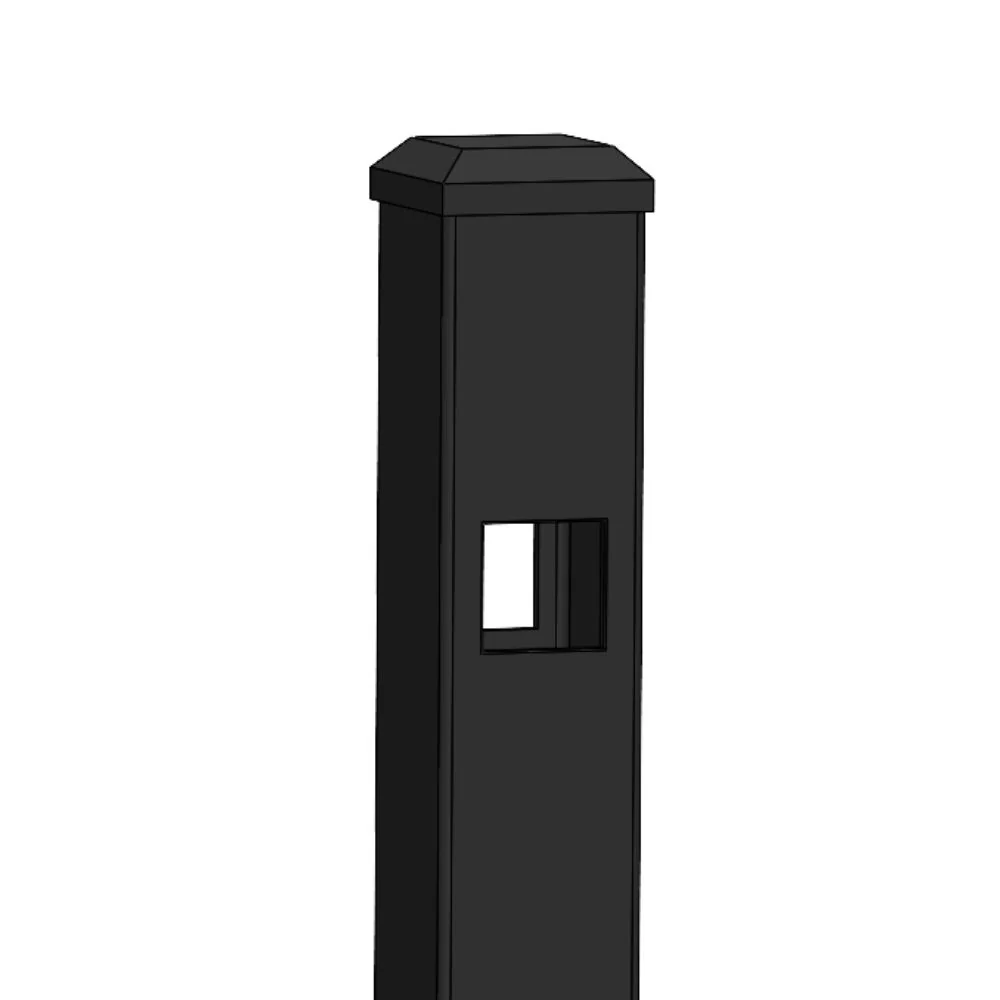2" x 58" Residential Line Post Double Picket Spear Head (Black)