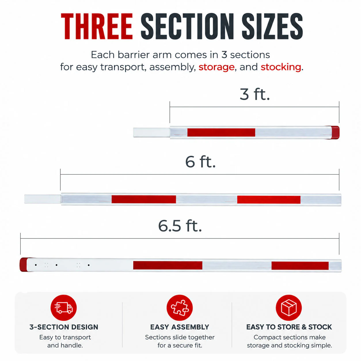 ASE TECHNA LED Lighted Barrier Gate Arm 14' Coverage (3-Piece Kit) - Image 3