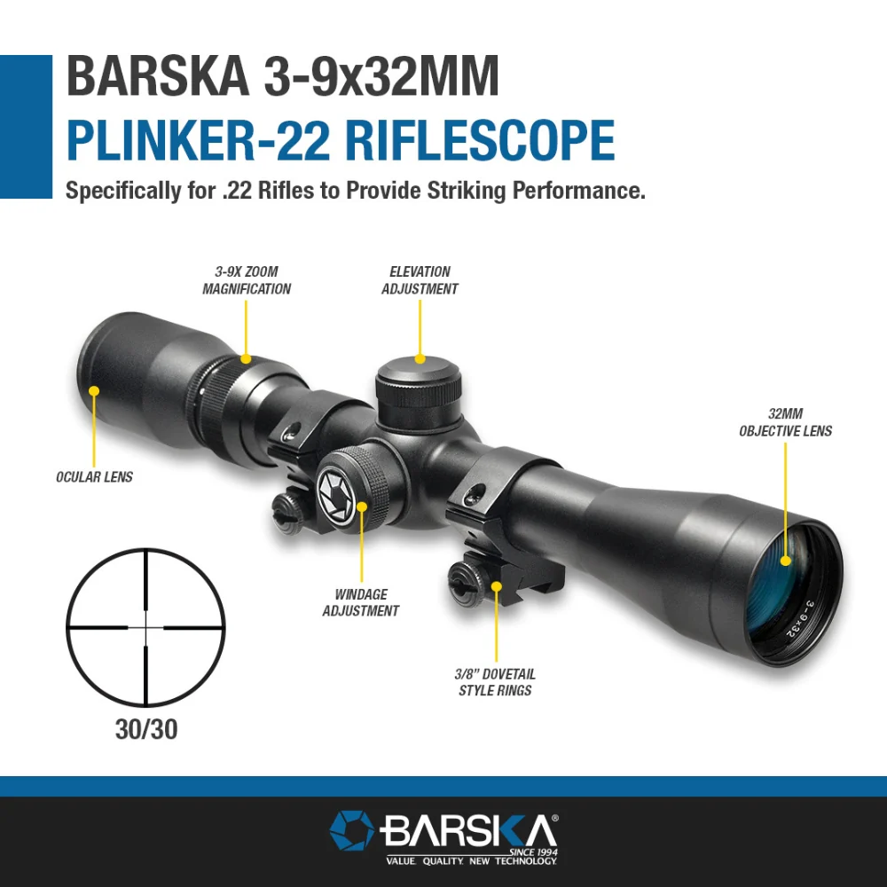 Barska 3-9x32mm Plinker-22 Rifle Scope with Rings | BAR-AC10380 - Image 8