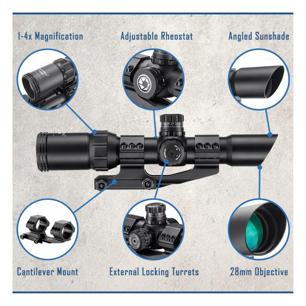 Barska 1-4x 28mm IR SWAT-AR Tactical Rifle Scope | BAR-AC11872 - Image 7
