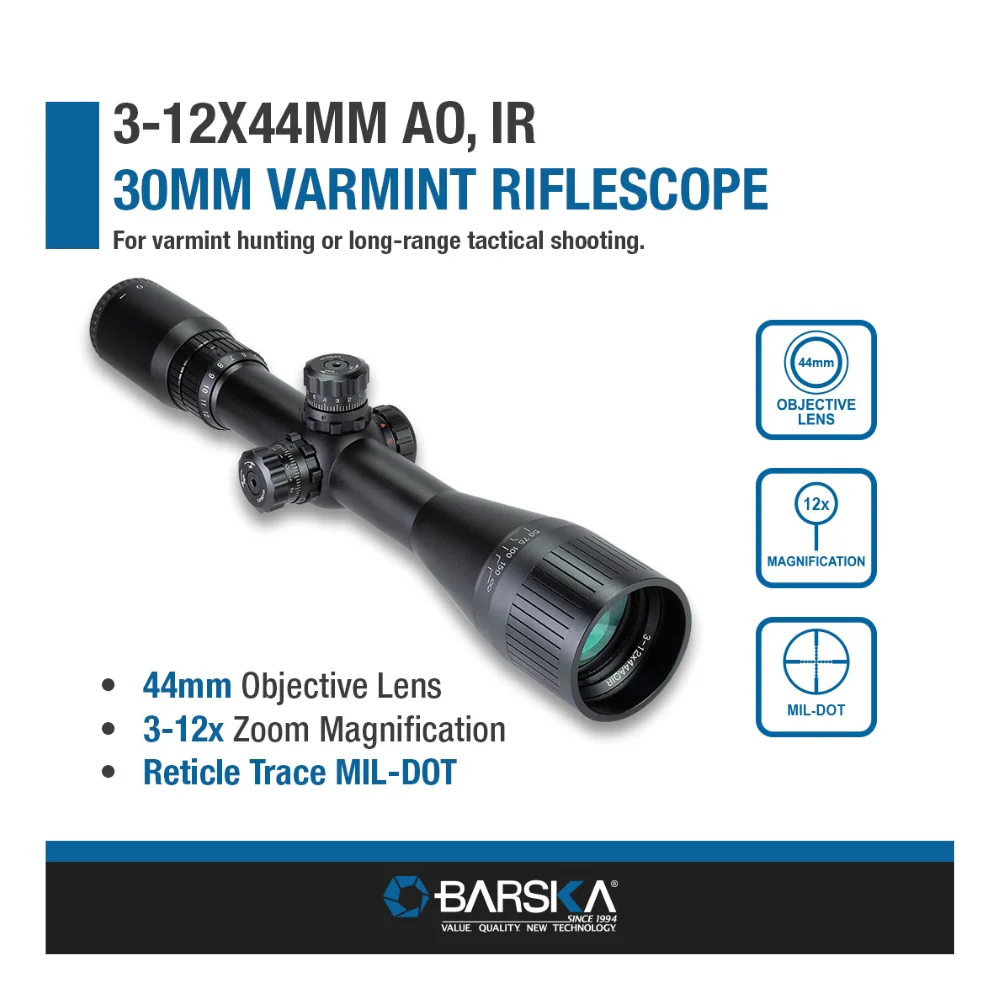 Barska 3-12x44mm AO, IR 30mm Varmint | BAR-AC13544 - Image 10