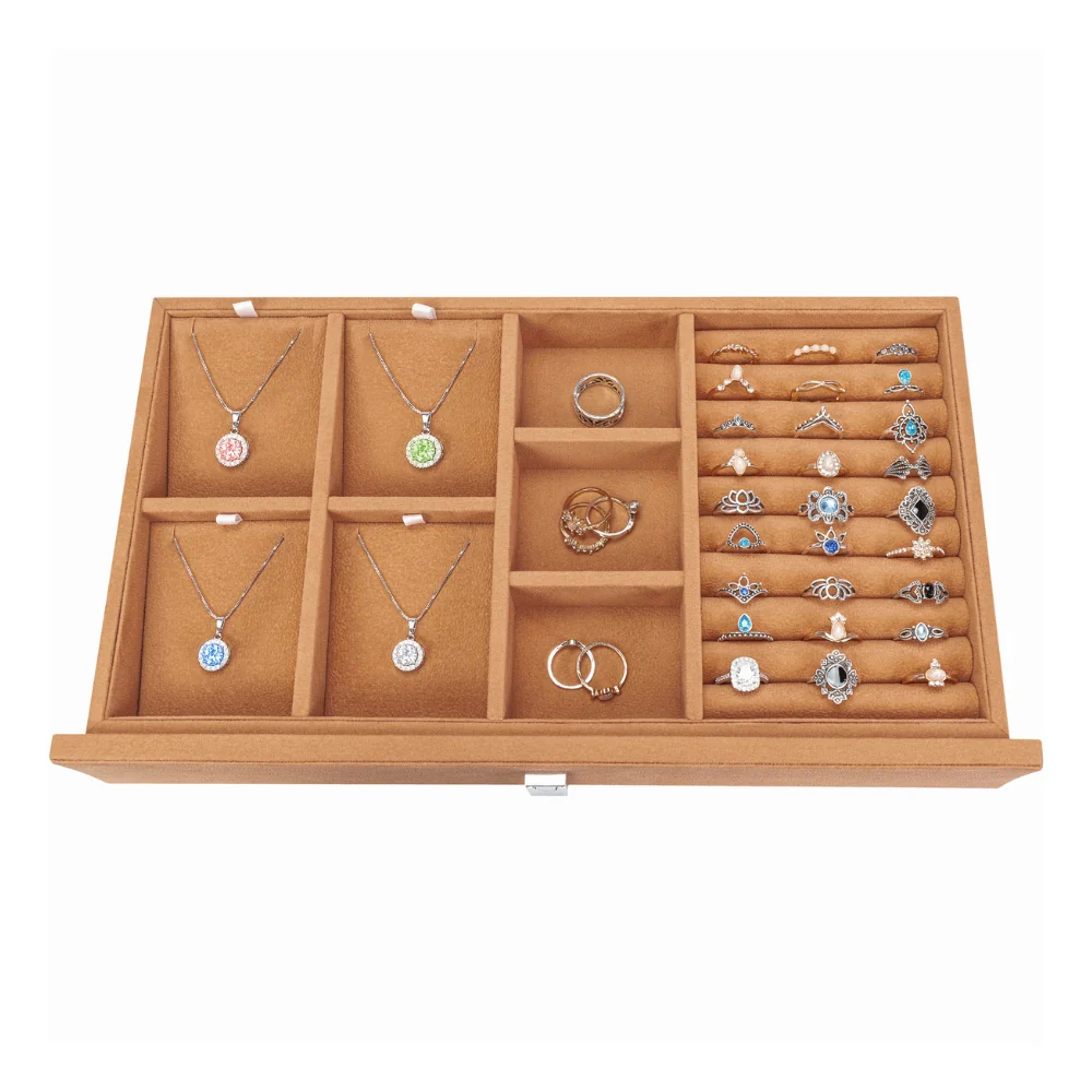 Barska Suede-Lined Jewelry Storage Drawer Set Tan | BAR-AF13318 - Image 10