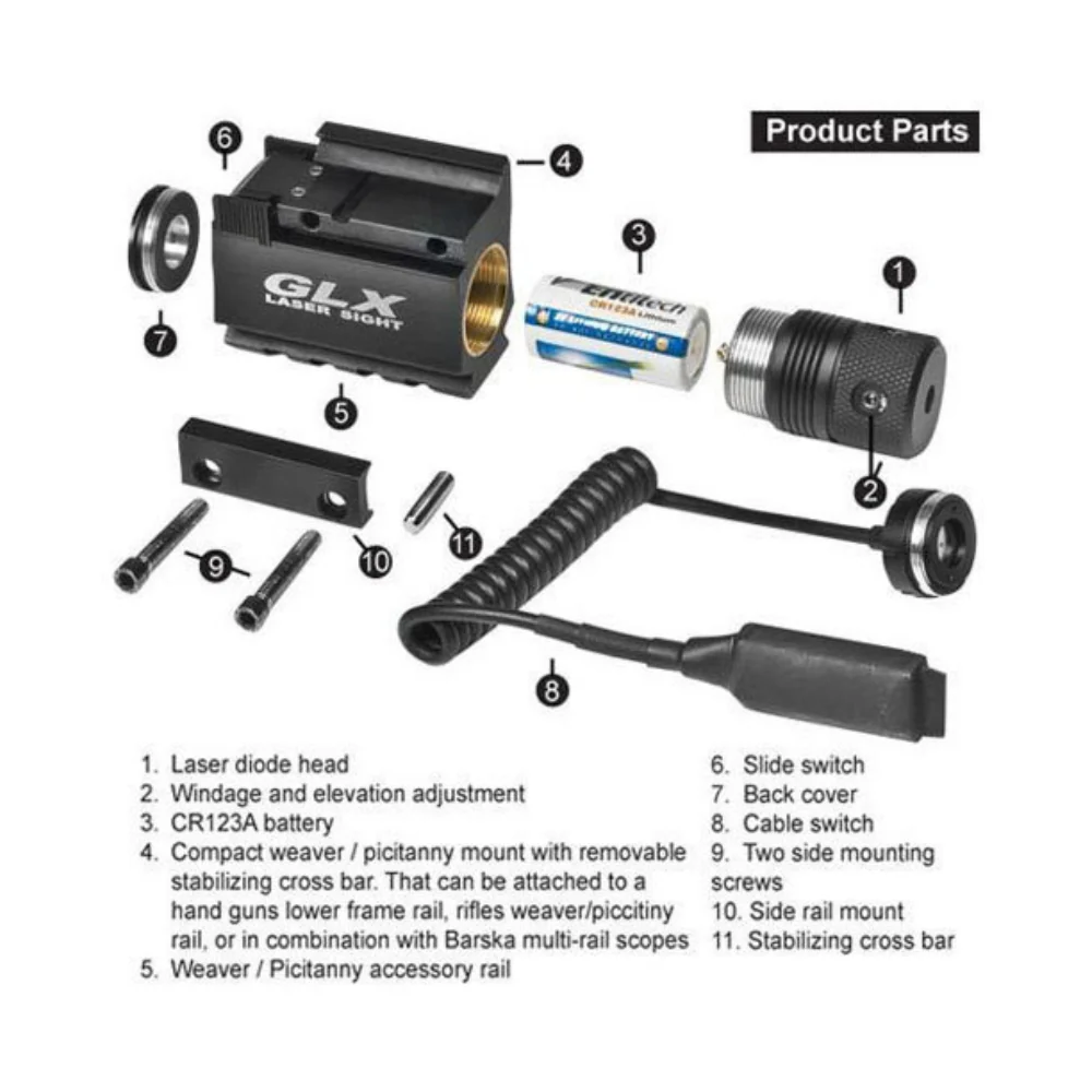 Barska GLX Red Laser with Built-In Mount & Rail | BAR-AU11406 - Image 6