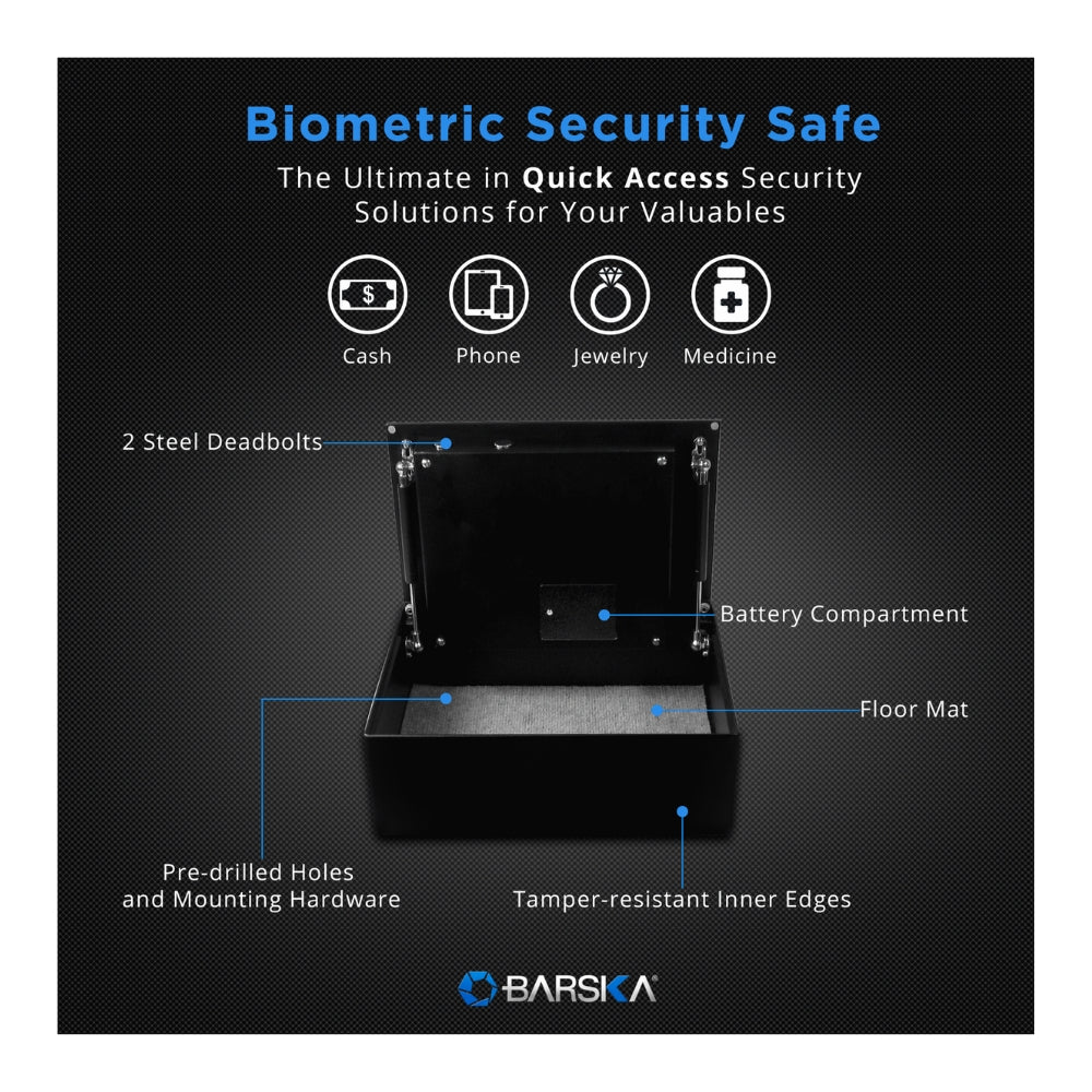 Barska Top Opening Drawer Safe with Fingerprint Lock | BAR-AX11556 - Image 8
