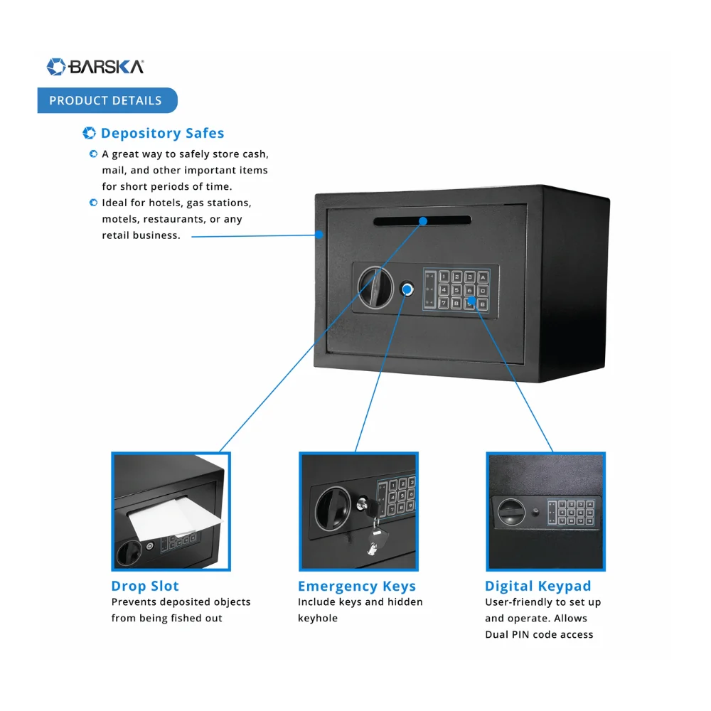 Barska Compact Keypad Depository Safe | BAR-AX11934 - Image 8