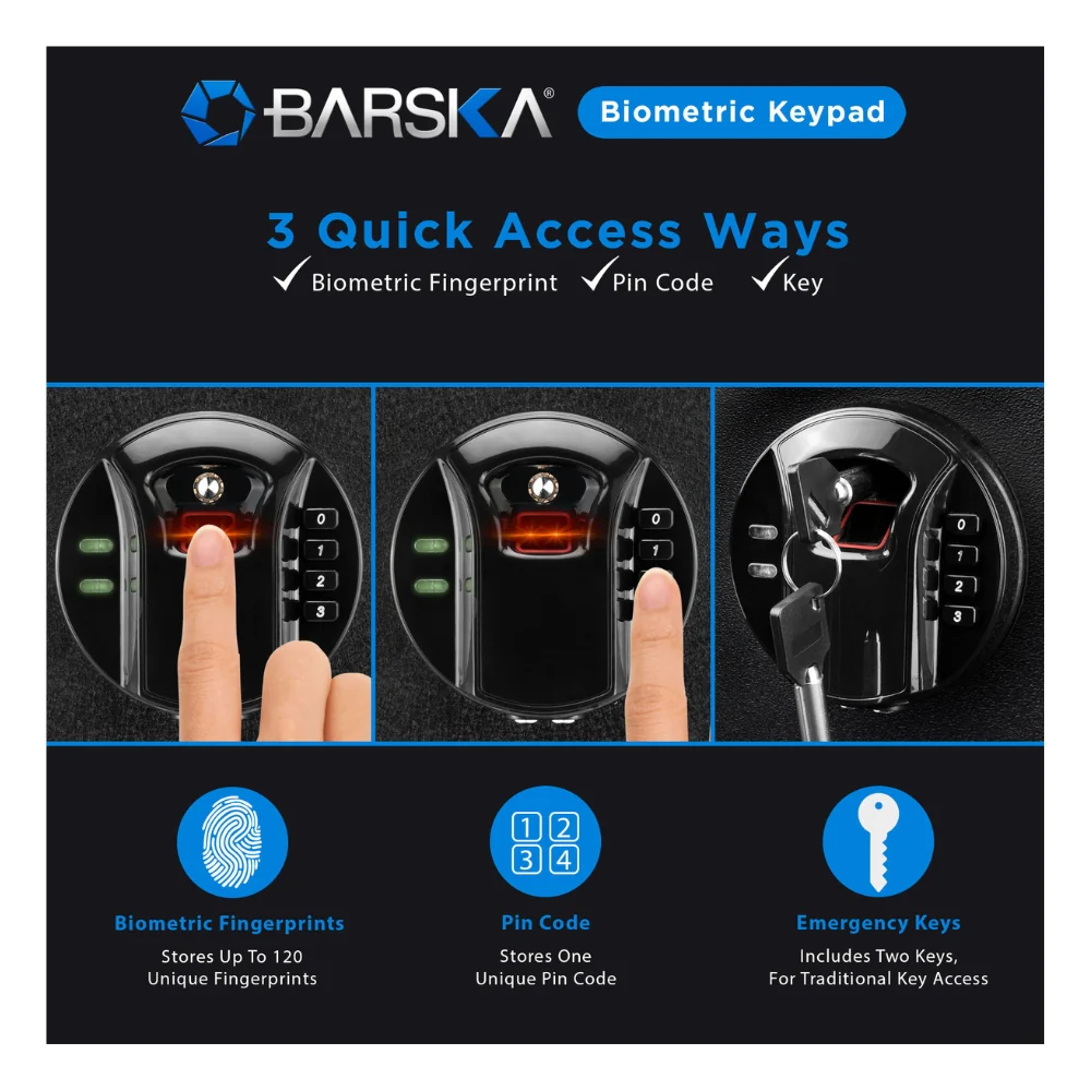 Barska HQ100 Biometric Digital Keypad Safe | BAR-AX12476 - Image 12