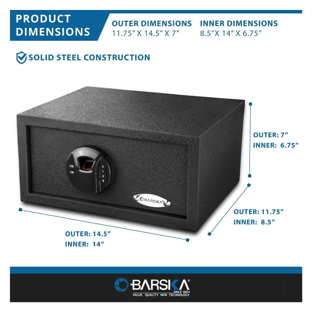 Barska HQ100 Biometric Digital Keypad Safe | BAR-AX12476 - Image 2