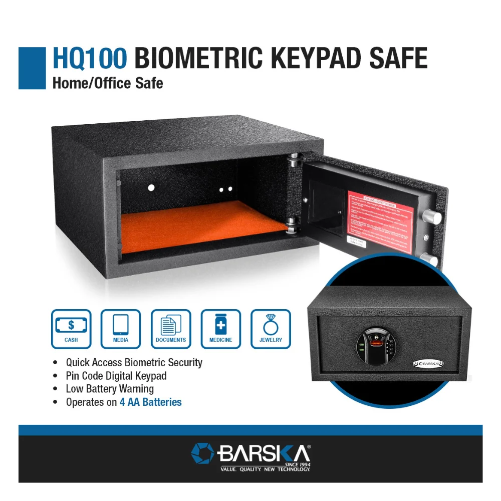 Barska HQ100 Biometric Digital Keypad Safe | BAR-AX12476 - Image 6