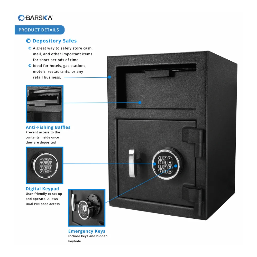 Barska DX-200 Standard Depository Keypad Safe Black 14x14x20" | BAR-AX12588 - Image 8