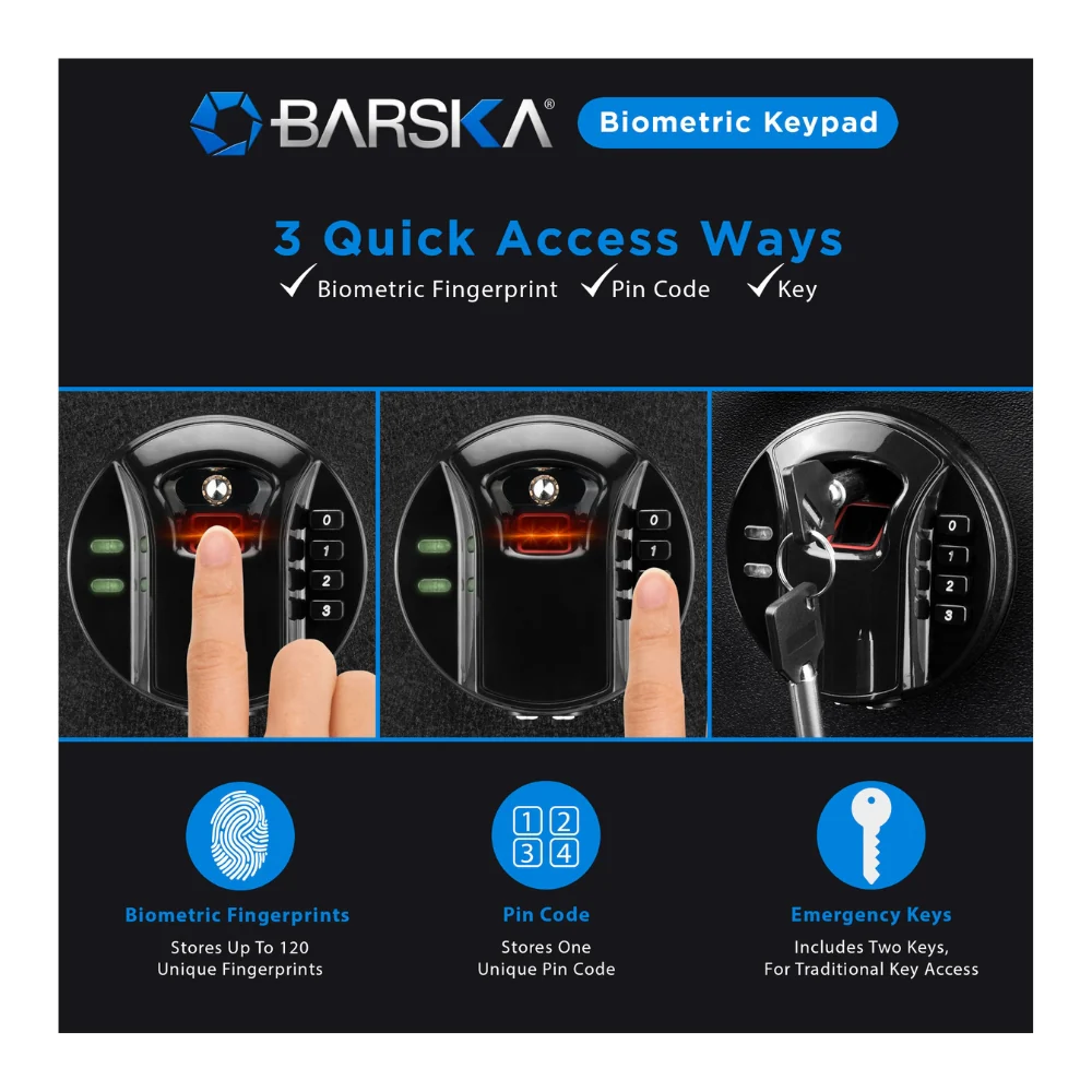Barska HQ400 Large Biometric Digital Keypad Safe | BAR-AX12842 - Image 9