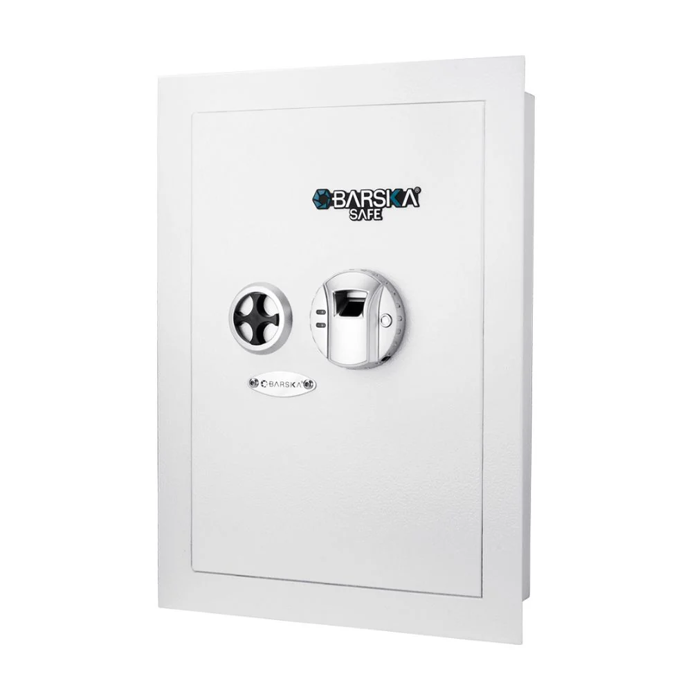 Barska White Biometric Wall Safe | BAR-AX13030
