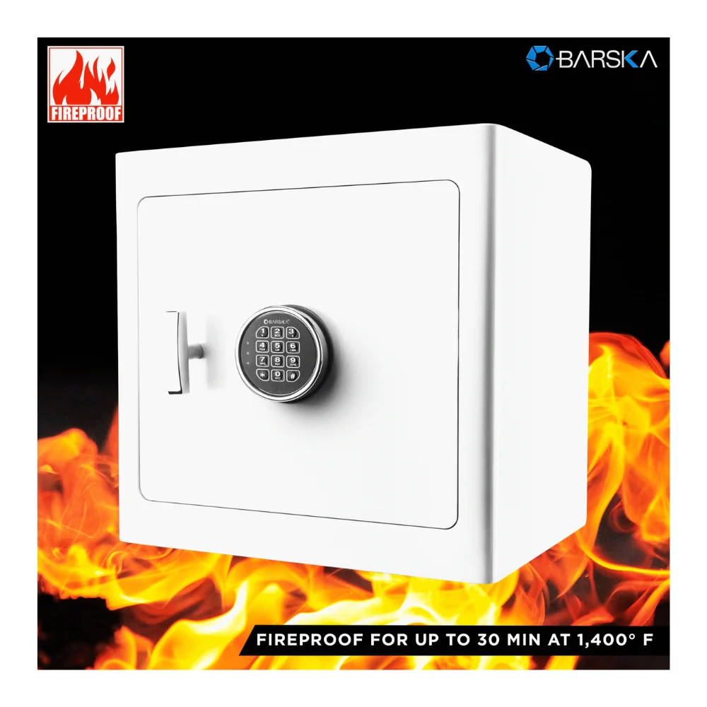 Barska White Keypad Jewelry Safe Tan Interior | BAR-AX13104 - Image 12