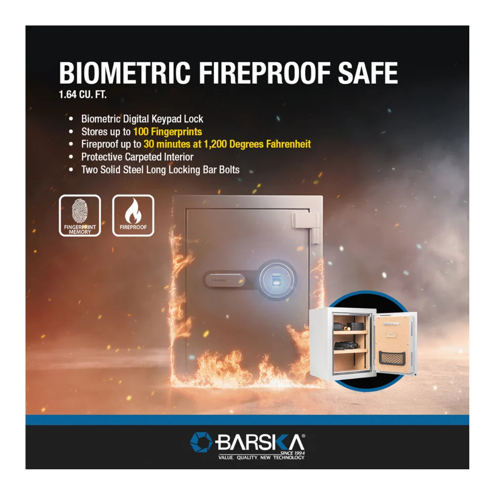 Barska Biometric Fireproof Safe Metallic Grey | BAR-AX13494 - Image 9