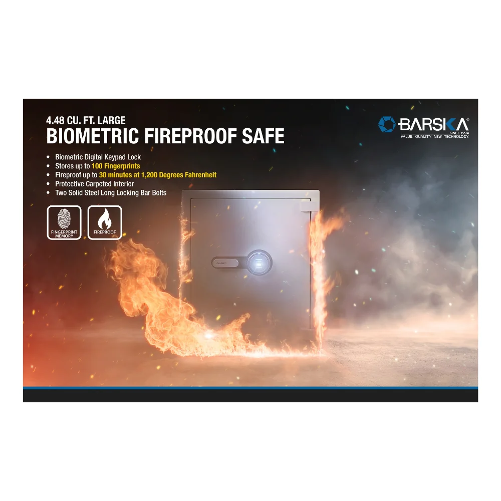 Barska Large Biometric Fireproof Security Safe 4.48 Cu.' White | BAR-AX13496 - Image 15
