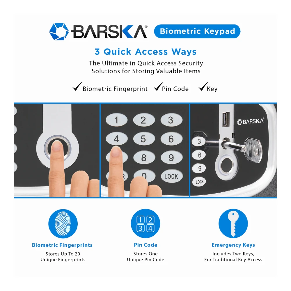 Barska Biometric Digital Keypad Security Safe with Interior Lights | BAR-AX13632 - Image 10