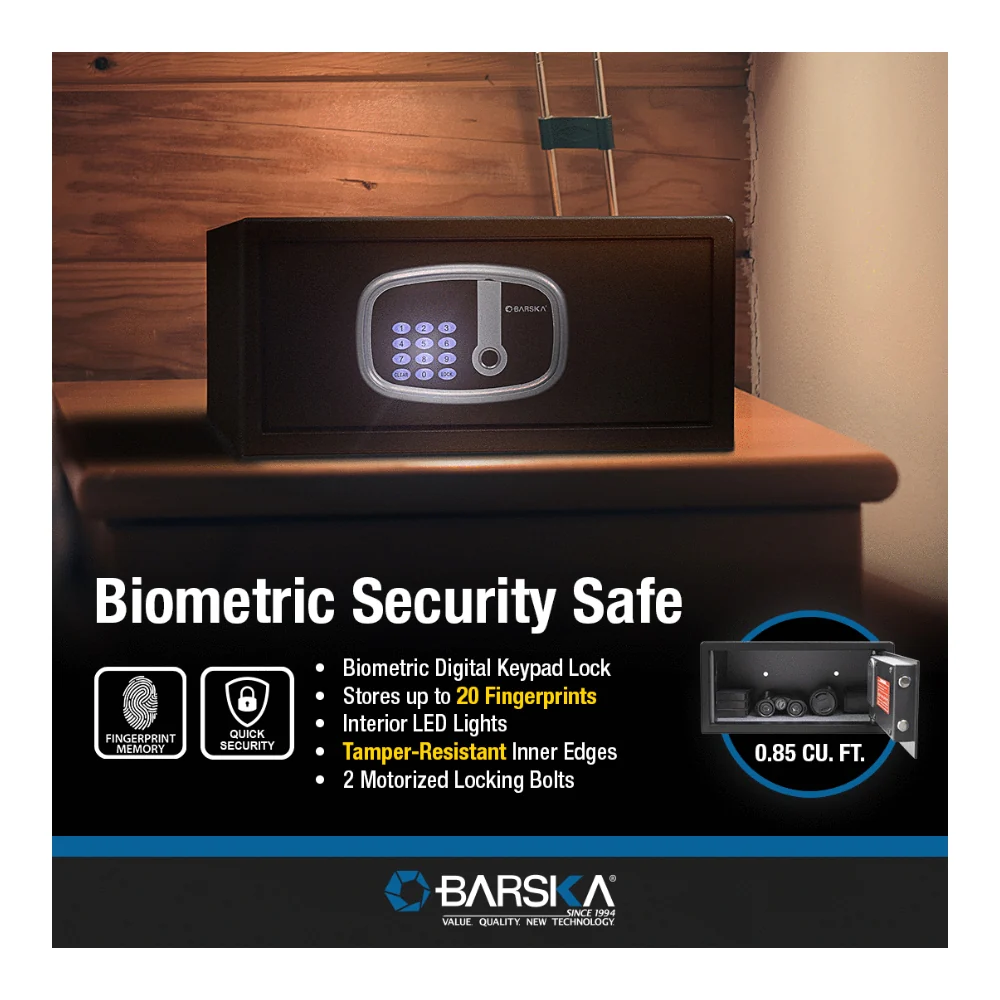 Barska Biometric Digital Keypad Security Safe with Interior Lights | BAR-AX13632 - Image 12