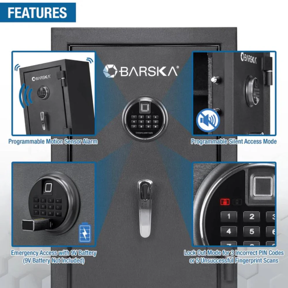 Barska 2.02 Cu. ft Biometric Keypad Fire Resistant Safe | BAR-AX13744 - Image 12