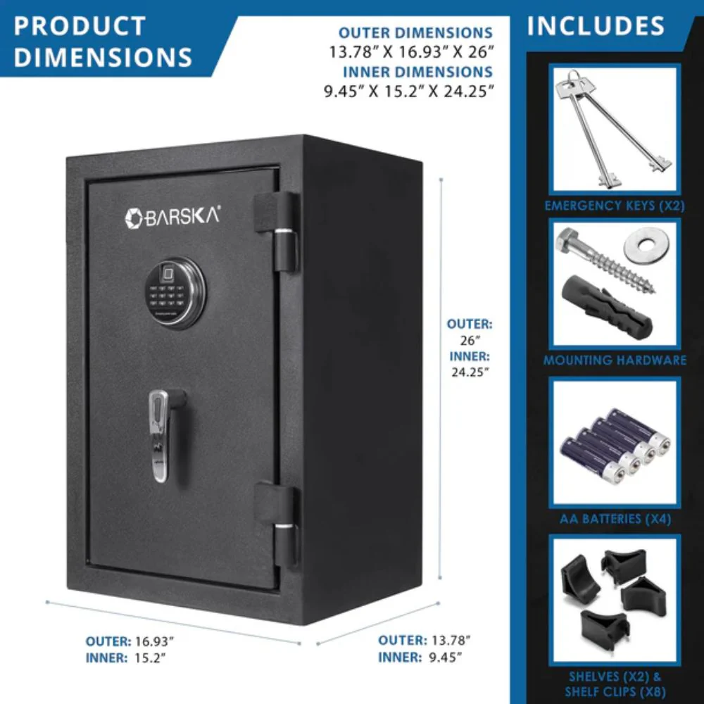 Barska 2.02 Cu. ft Biometric Keypad Fire Resistant Safe | BAR-AX13744 - Image 14