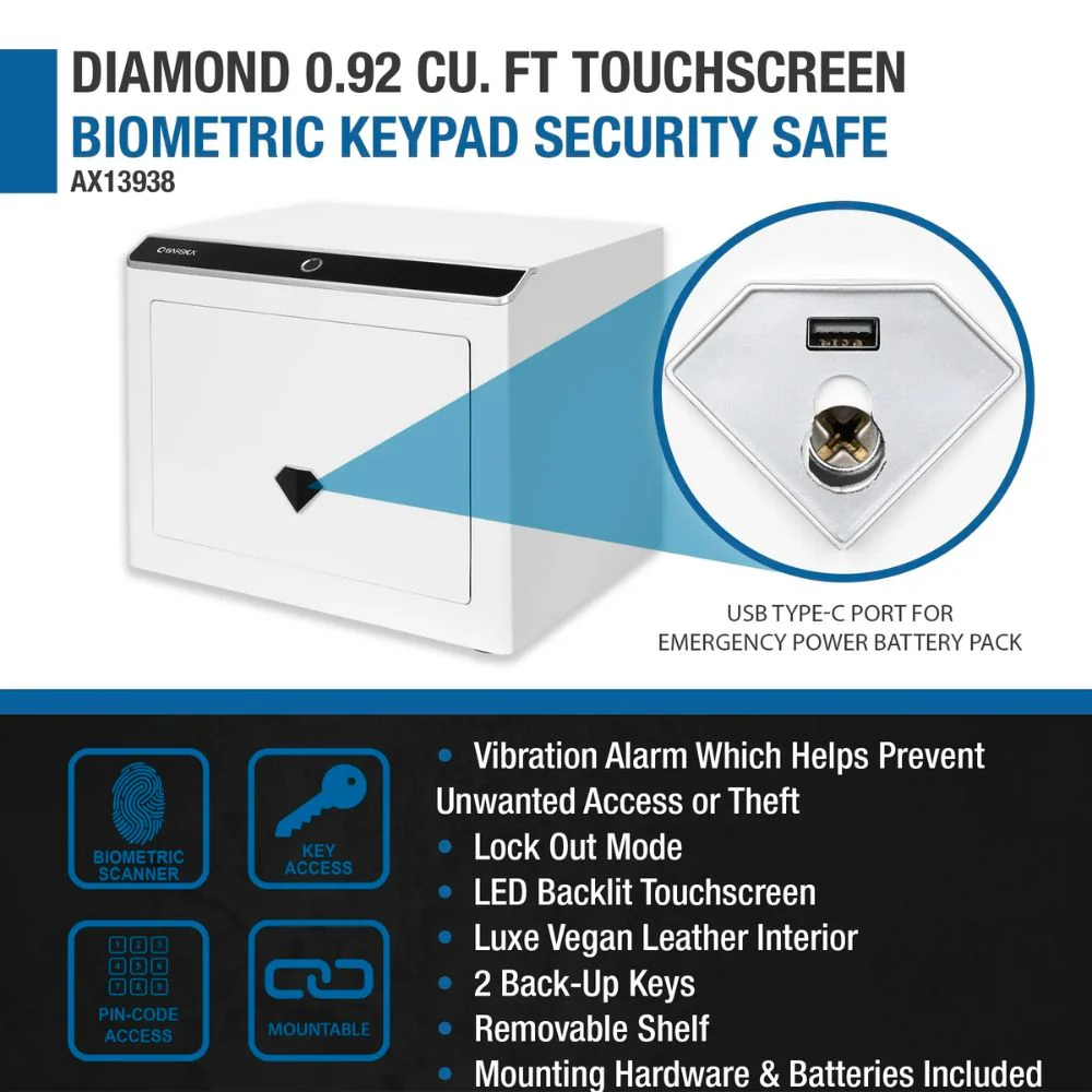 Barska Diamond 0.92 Cu. ft Touchscreen Biometric Keypad Security Safe | BAR-AX13938 - Image 10