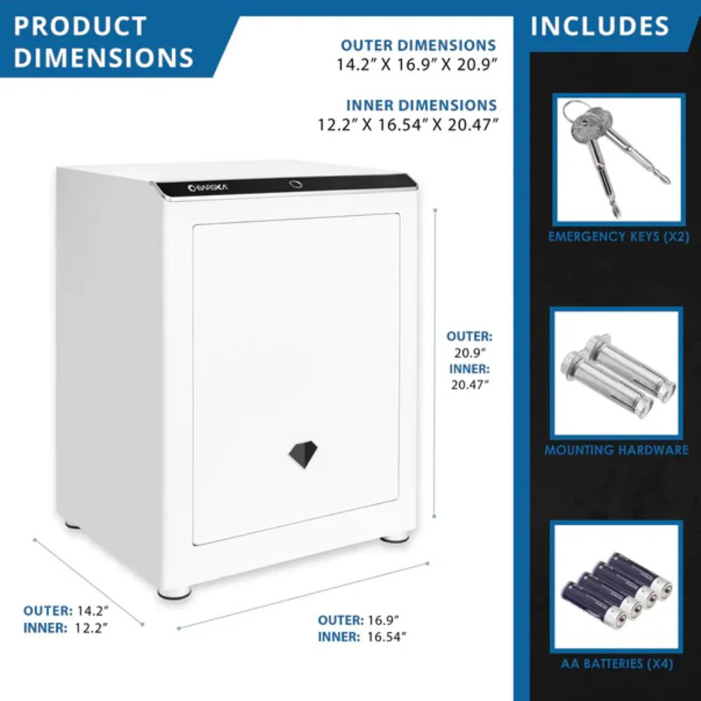 Barska Diamond 2.4 Cu. ft Touchscreen Biometric Keypad Security Safe | BAR-AX13940 - Image 9