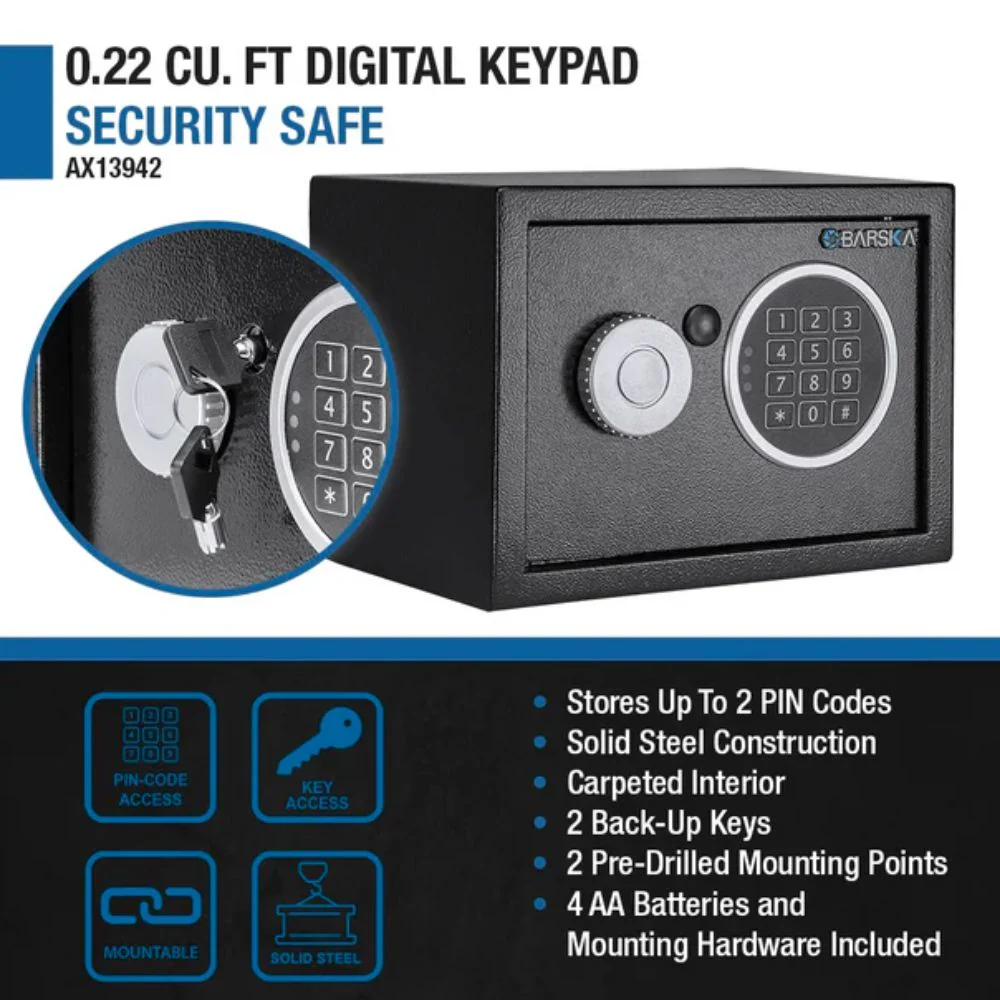 Barska 0.22 Cu. ft Digital Keypad Security Safe | BAR-AX13942 - Image 8