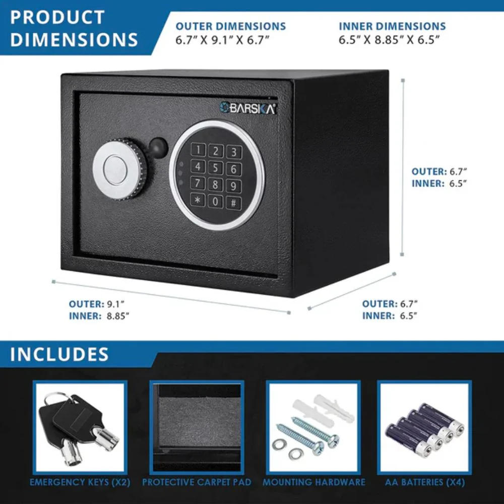 Barska 0.22 Cu. ft Digital Keypad Security Safe | BAR-AX13942 - Image 9