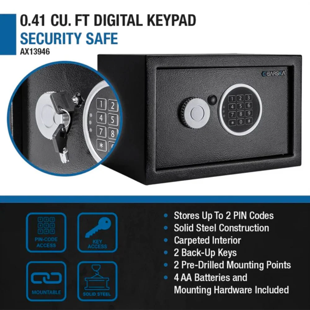 Barska 0.41 Cu. ft Digital Keypad Security Safe | BAR-AX13946 - Image 8