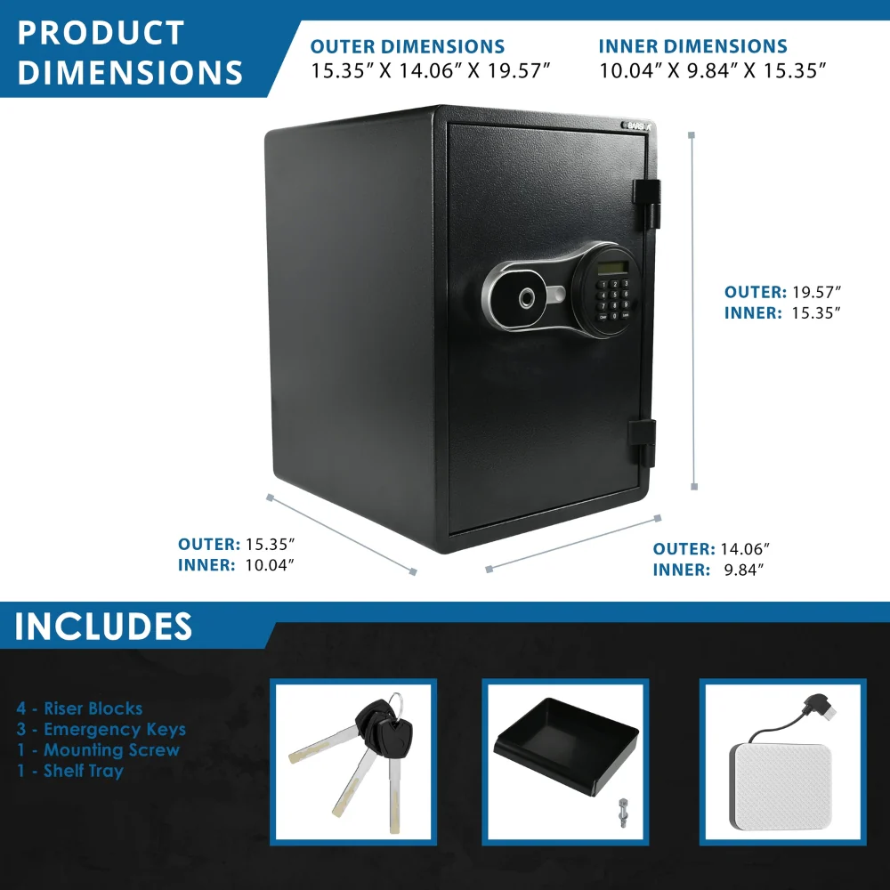Barska AX14198 FV PRO 500 Biometric Keypad Fire-Resistant Safe - Image 13