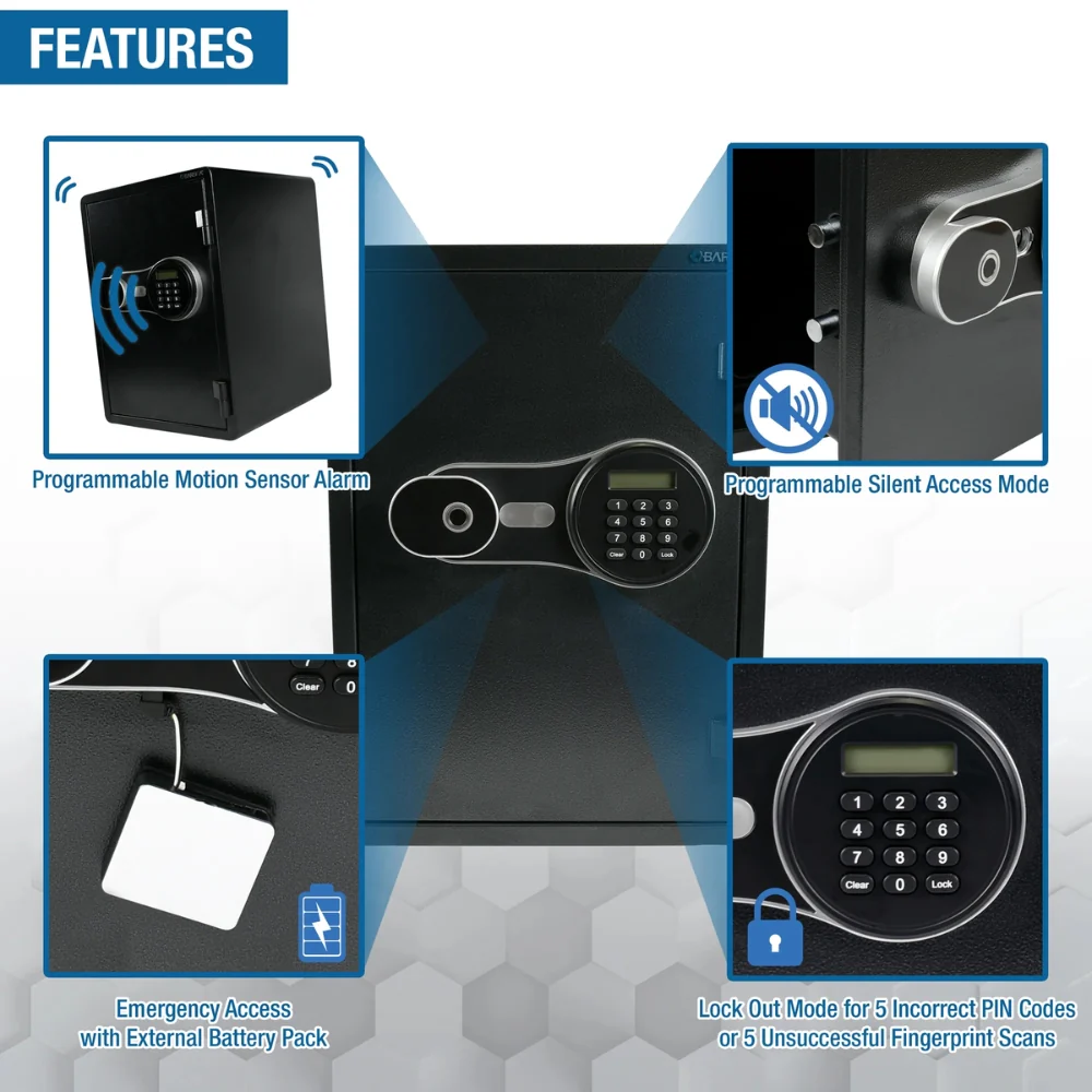 Barska AX14198 FV PRO 500 Biometric Keypad Fire-Resistant Safe - Image 14