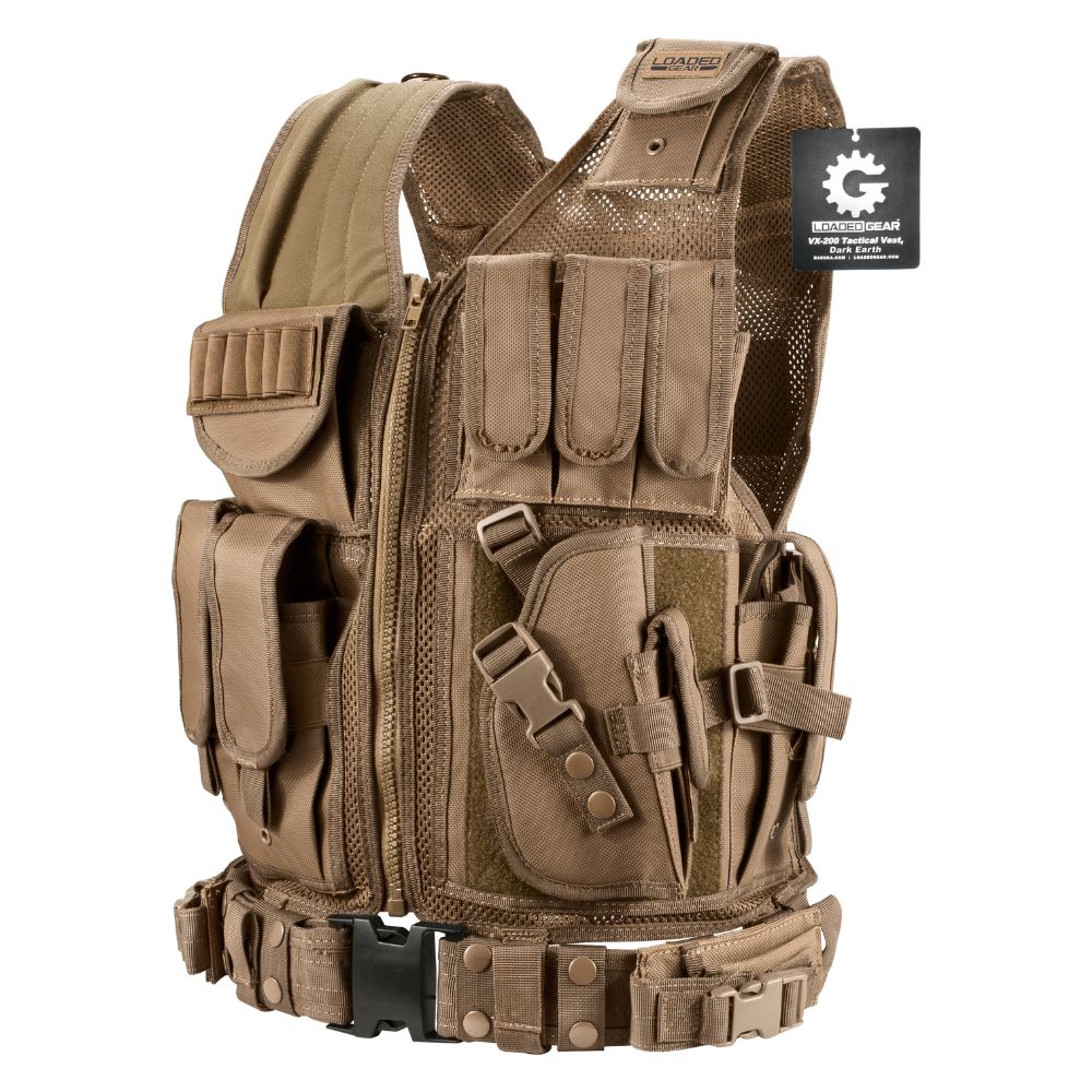 Barska Loaded Gear Tactical Vest VX-200 Tan (Dark Earth) | BAR-BI12346