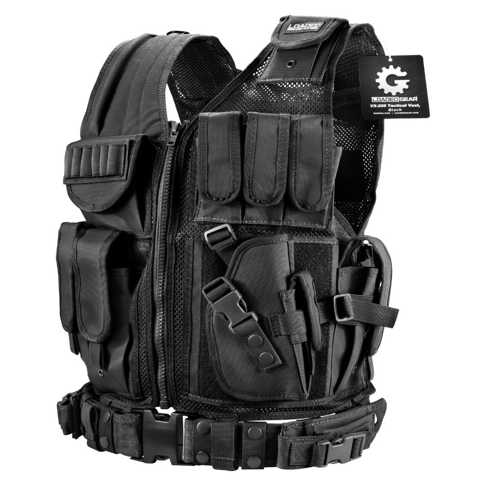 Barska Loaded Gear Plus Size Tactical Vest VX-200 (Black) Right Hand | BAR-BI13196