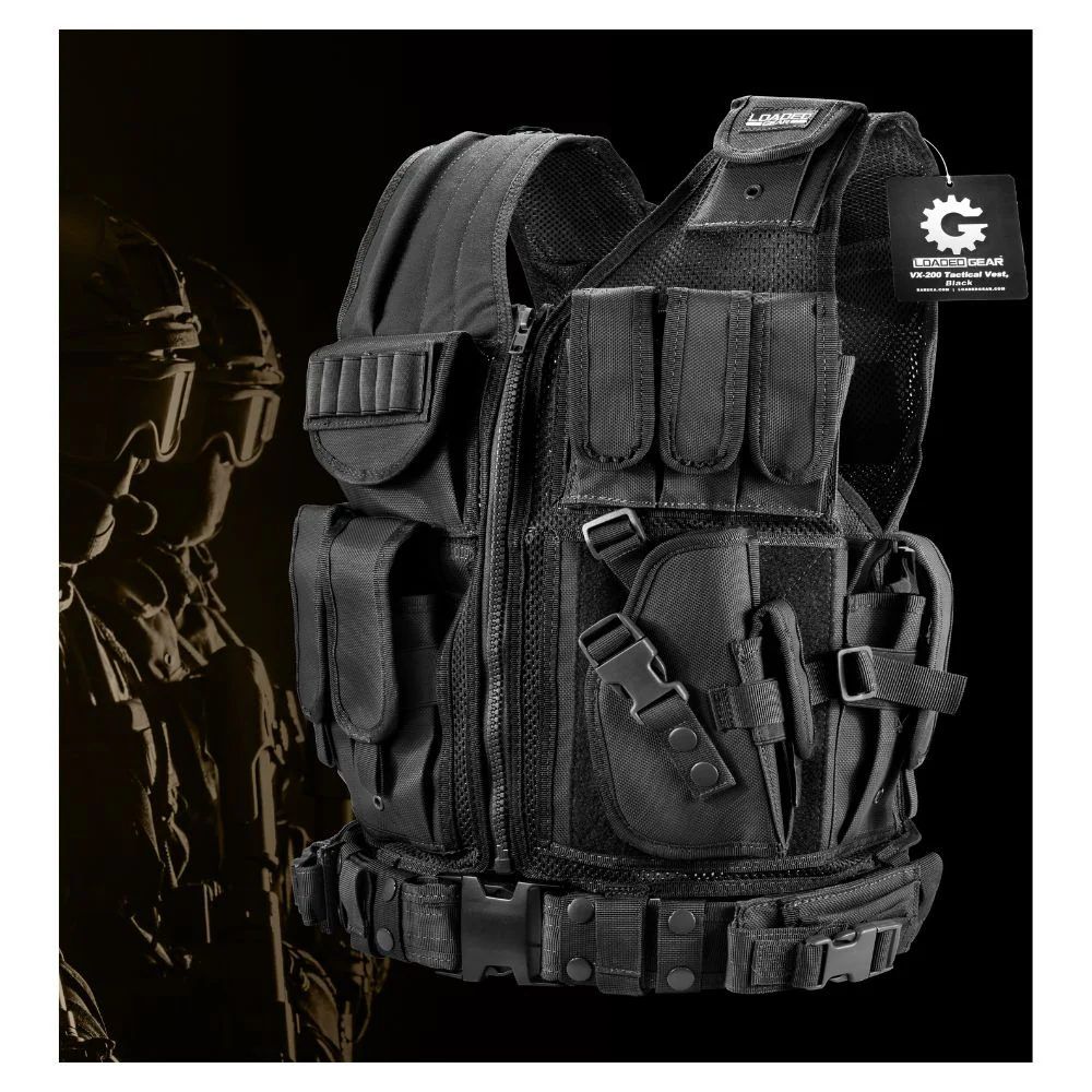 Barska Loaded Gear Plus Size Tactical Vest VX-200 (Black) Right Hand | BAR-BI13196 - Image 8
