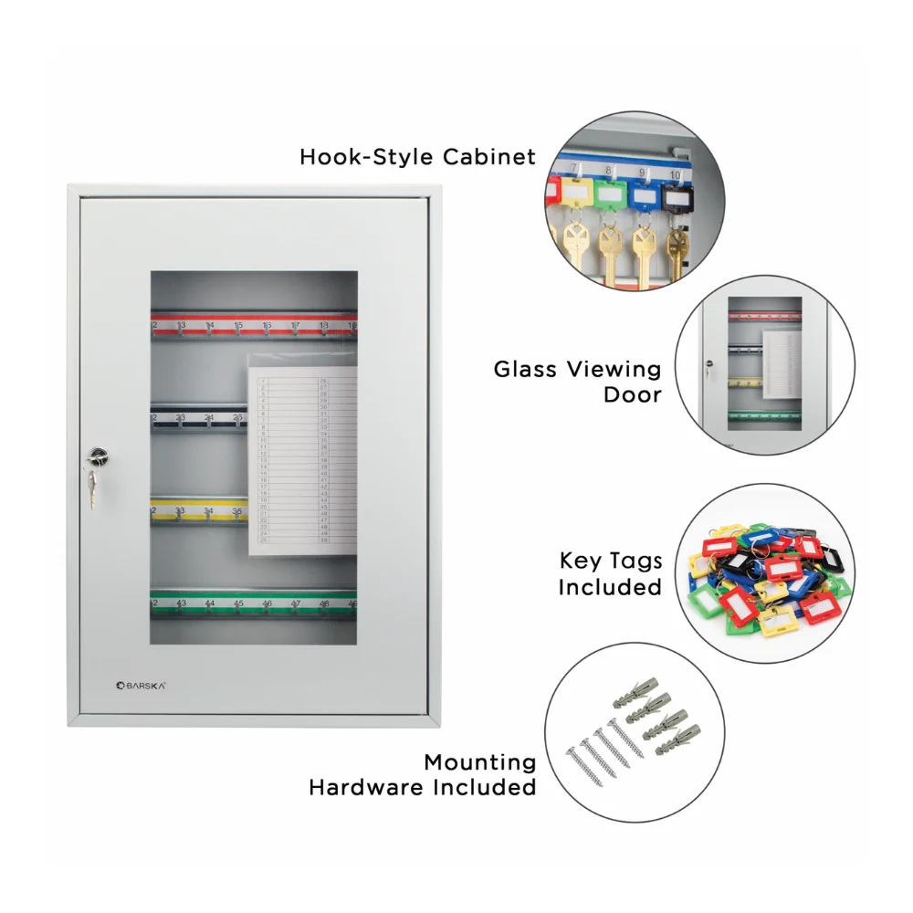 Barska 50 Position Key Cabinet with Glass Door | BAR-CB12950 - Image 6