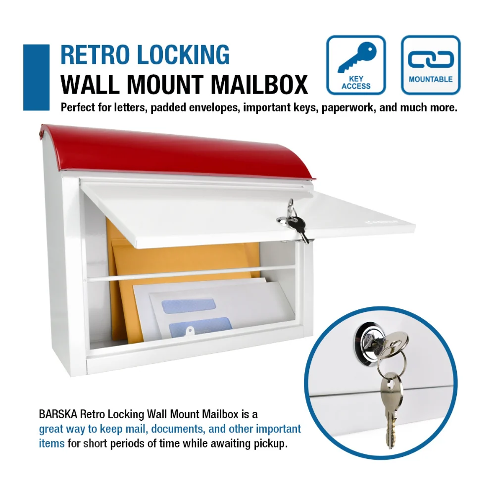 Barska Retro Locking Wall Mount Mailbox | BAR-CB13700 - Image 7
