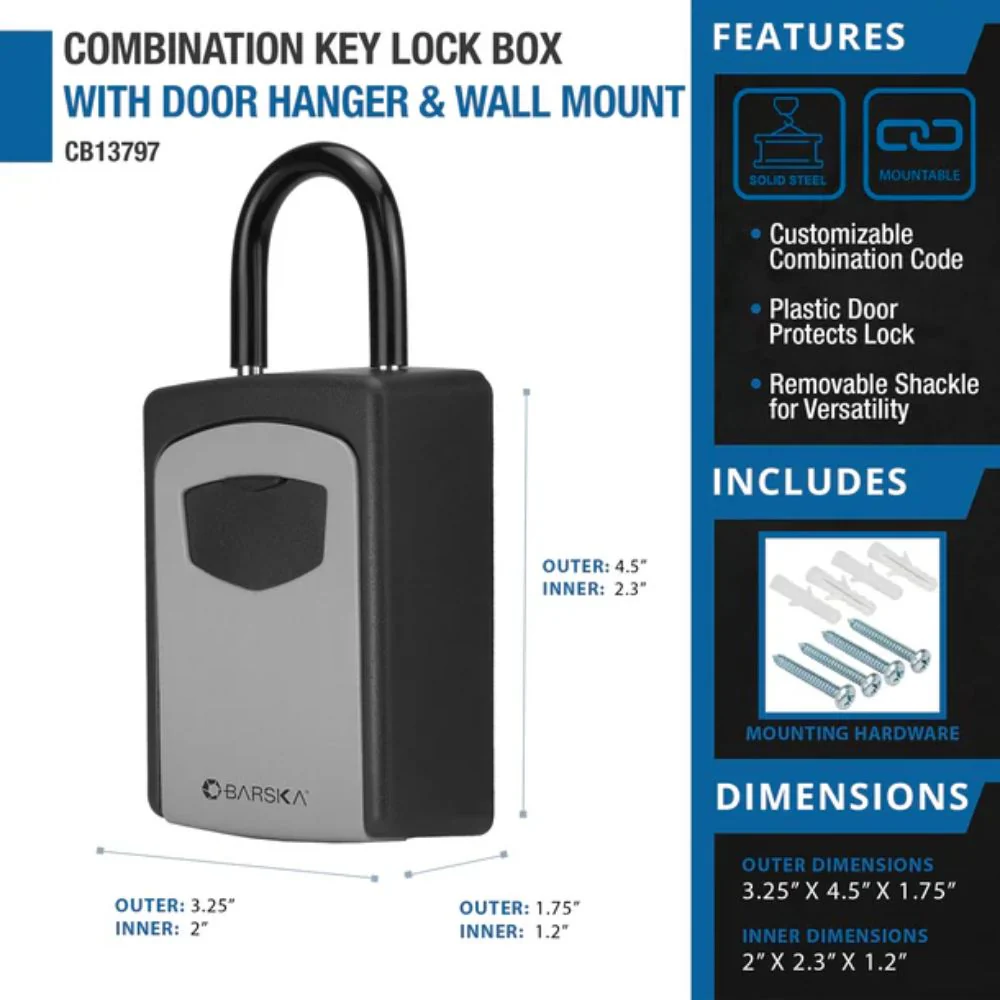 Barska Combination Key Lock Box with Door Hanger and Wall Mount | BAR-CB13797 - Image 10