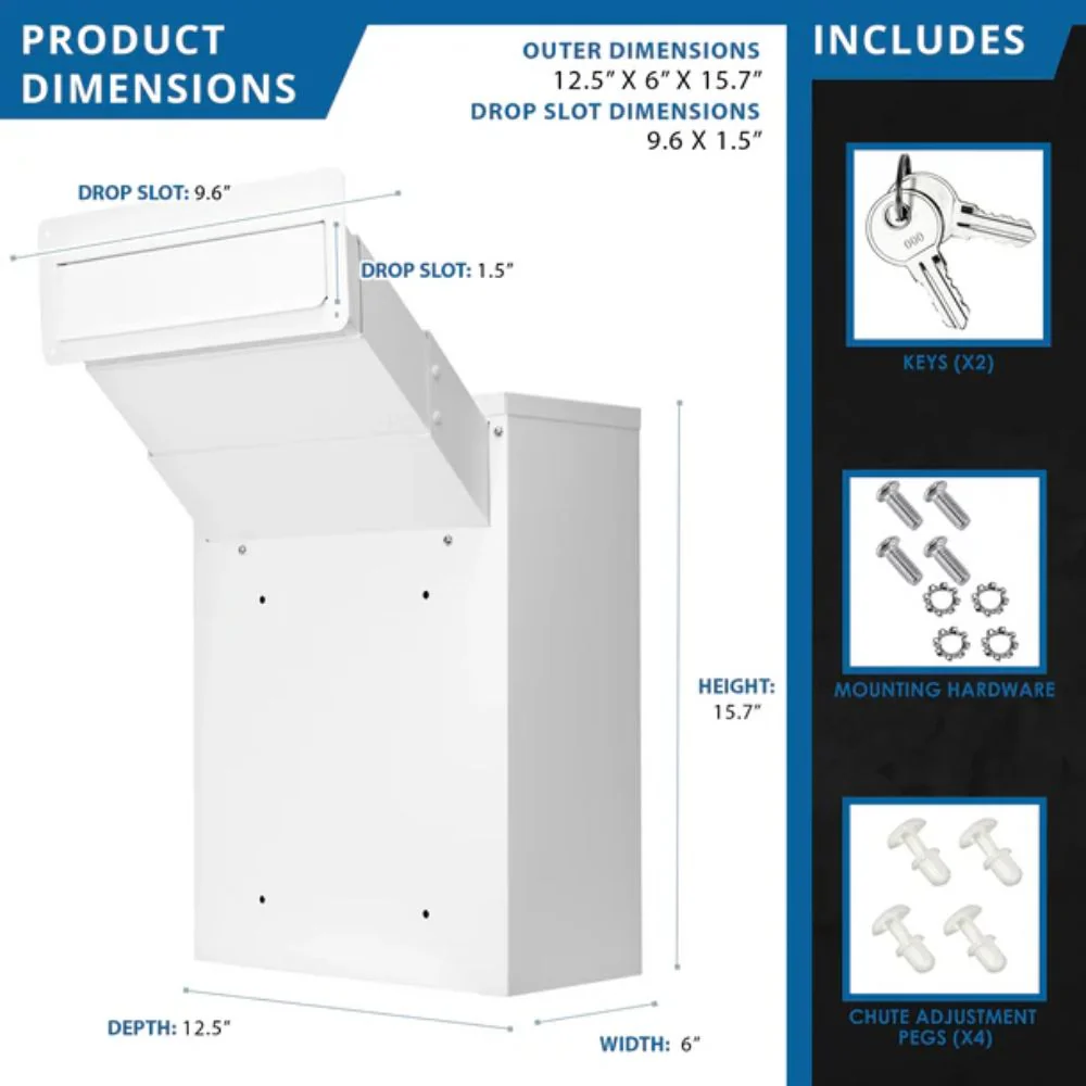 Barska Through-The-Wall Drop Box with Adjustable Chute | BAR-CB13954 - Image 9
