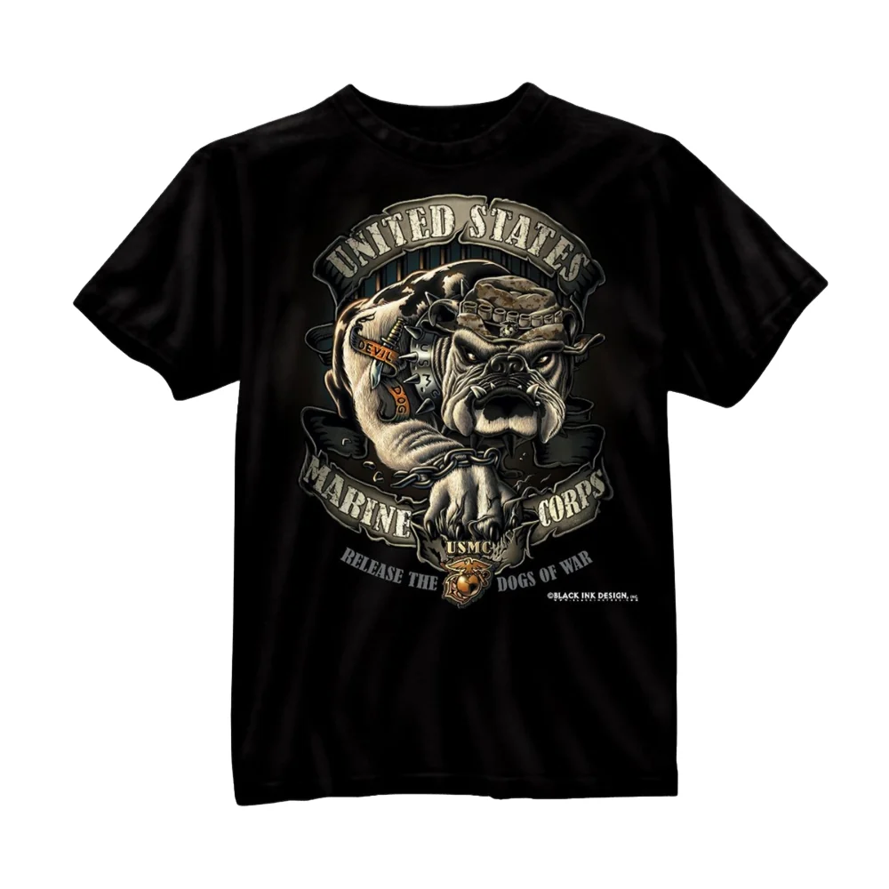 Black Ink U.S.M.C. Bulldog T-Shirt (Black)