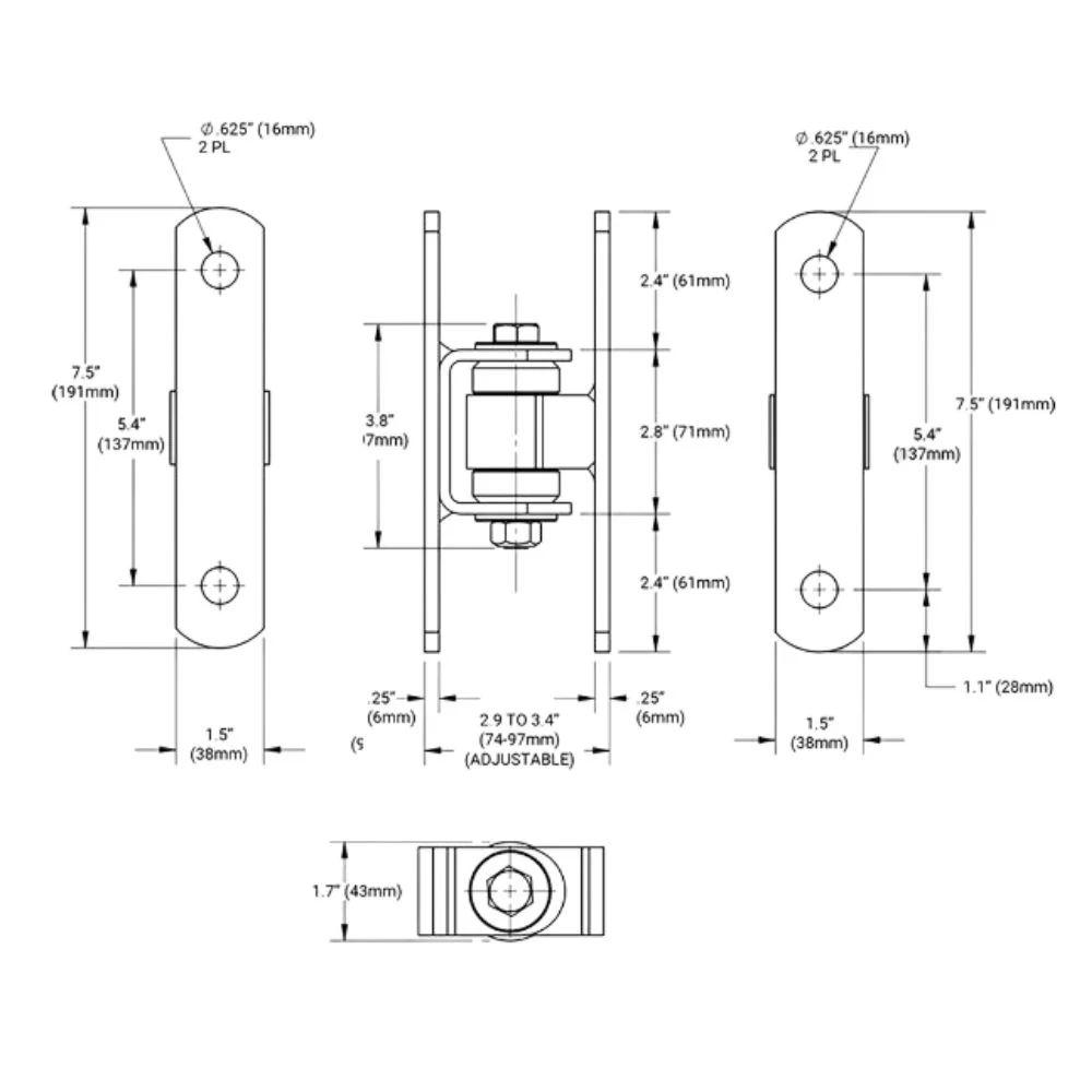D&D Technologies Shut It Bolt-On BadAss Gate Hinge | DND-CI3700 - Image 2