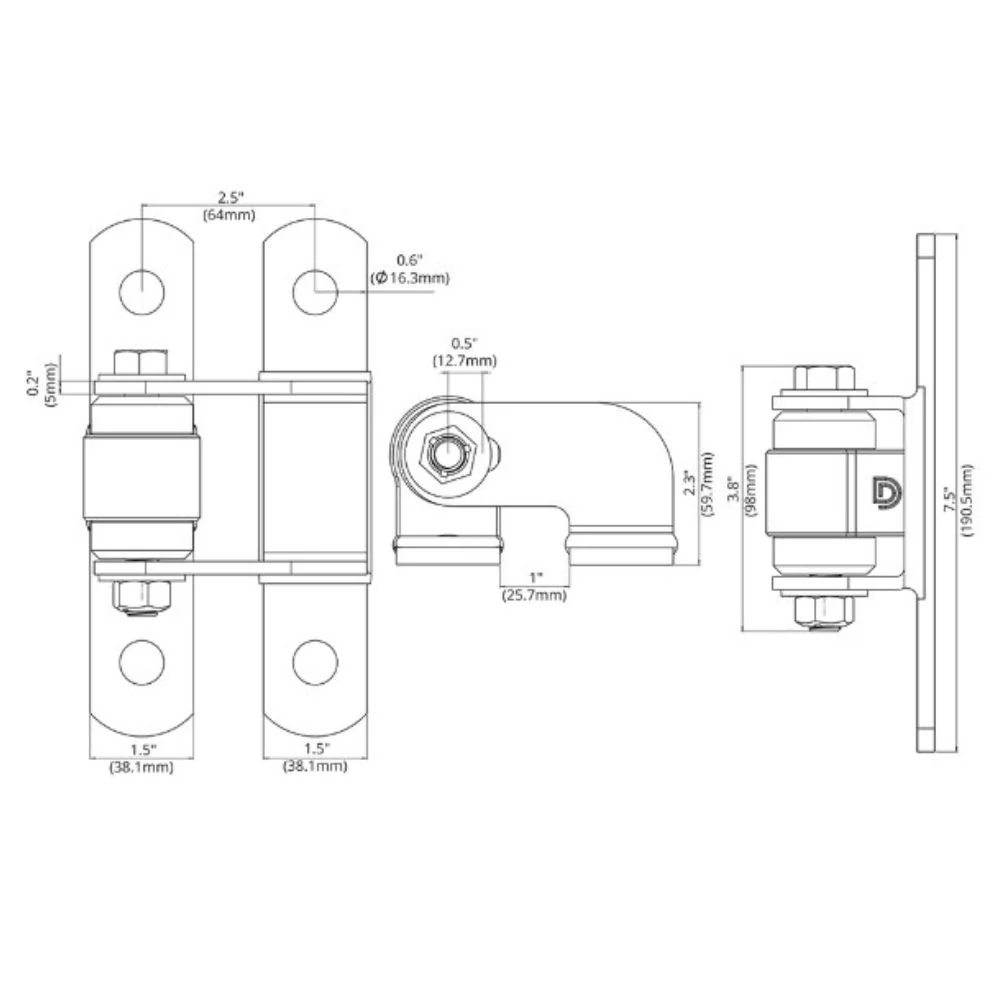 D&D Technologies Shut It Face Mount Bolt-On BadAss Gate Hinge | DND-CI3720 - Image 2