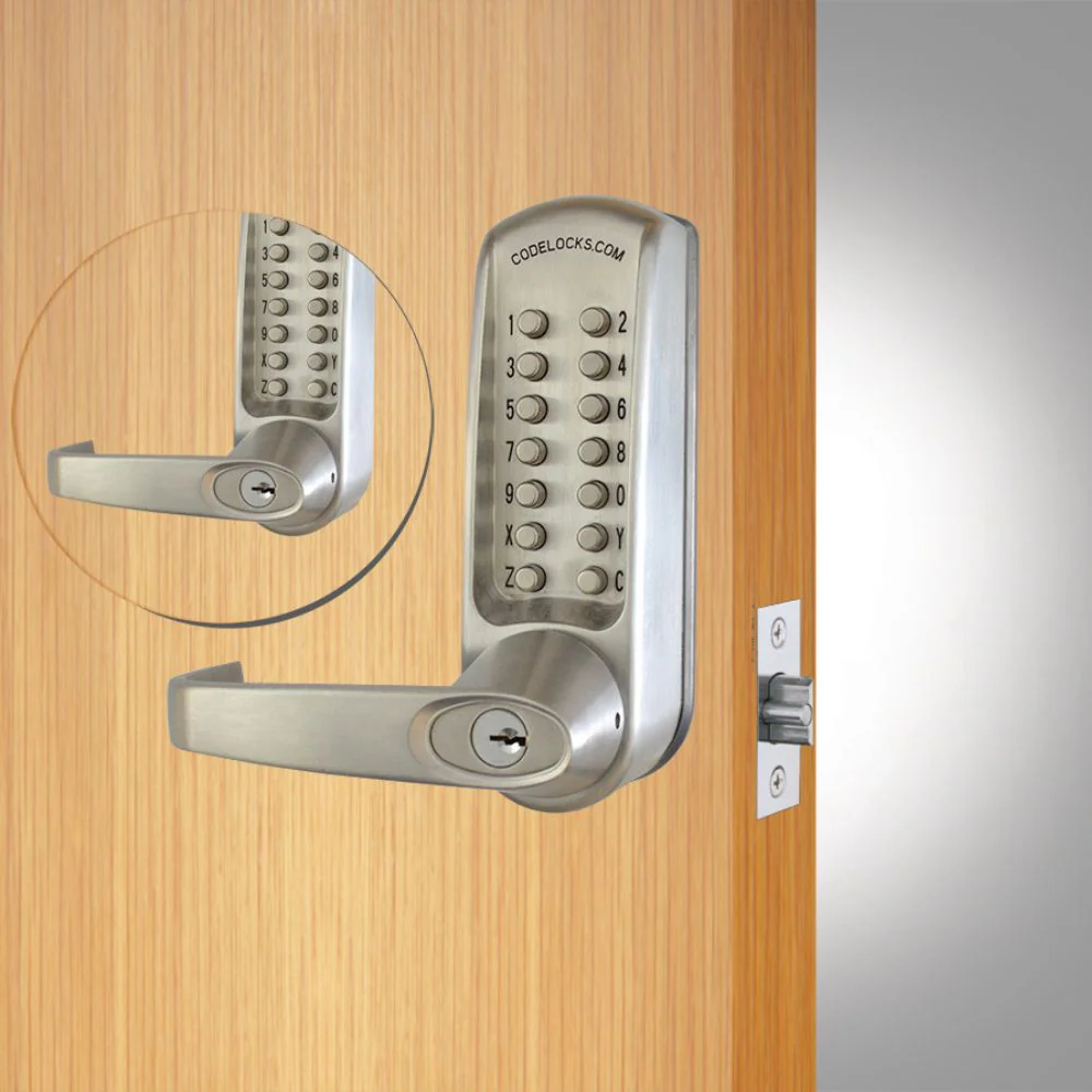 D&D Technologies CodeLocks CL610 Tubular Latchbolt Back to Back (Non-Code Free) Brushed Steel