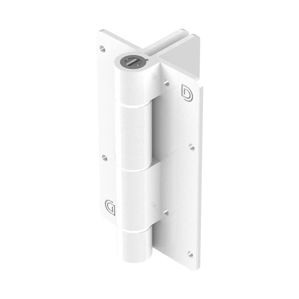 D&D Technologies KwikFit Aluminum Post-to-Gate Side Fixing Legs Self-Closing Hinge (White) | DND-KF3L2WT