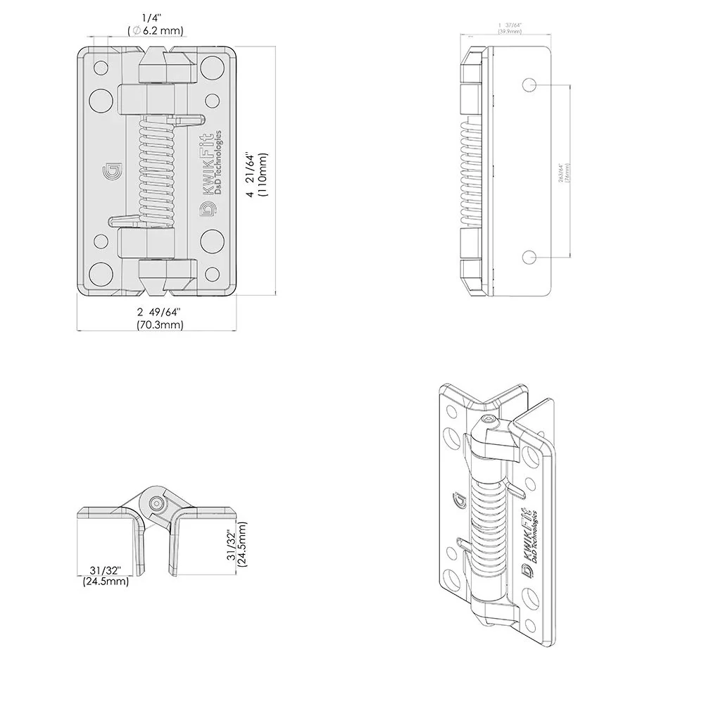 D&D Technologies KwikFit General Purpose Polymer Self-Closing Hinge | DND-KF3S - Image 4