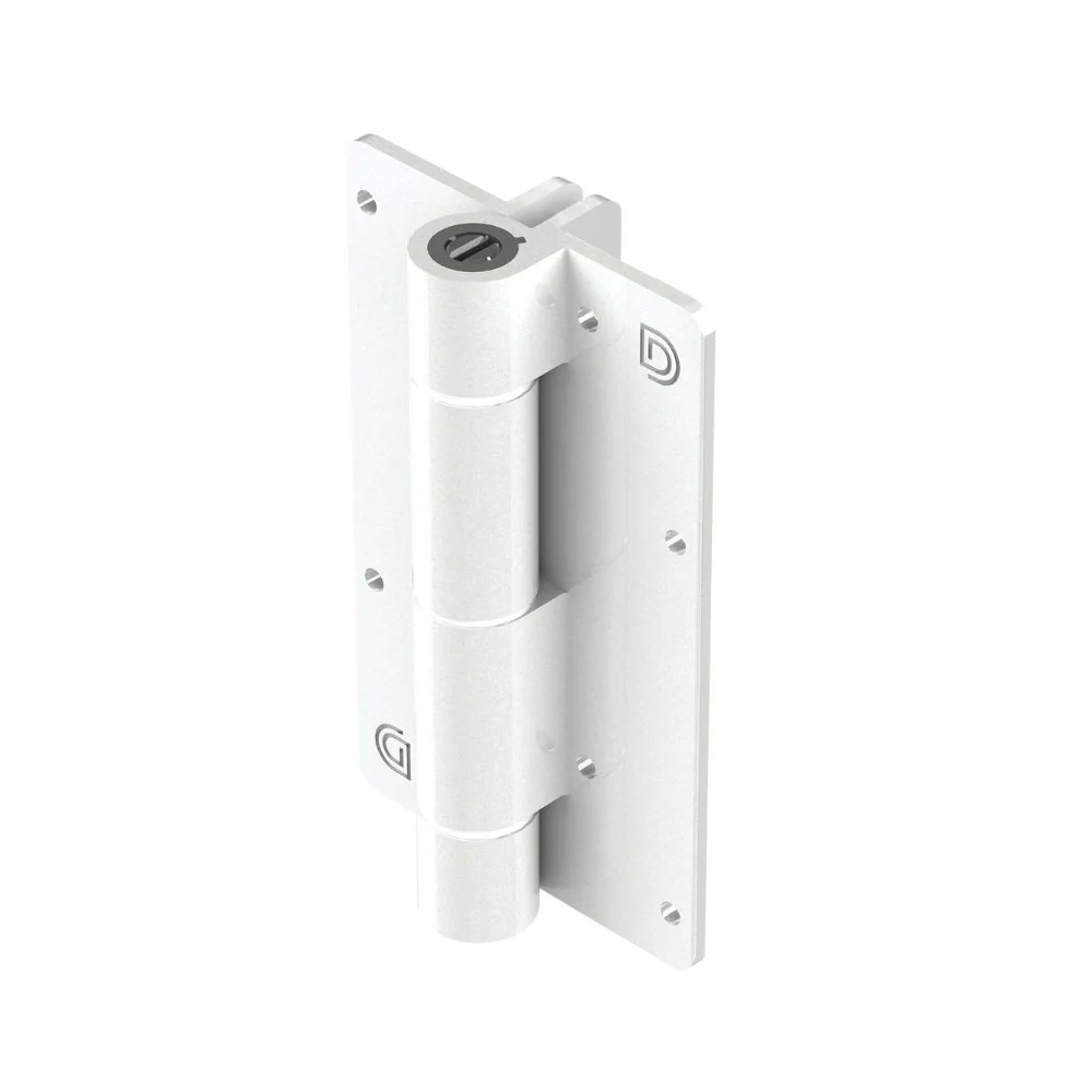 D&D Technologies KwikFit Aluminum Post-to-Gate Alignment Ridges Self-Closing Hinge (White) | DND-KF3WT