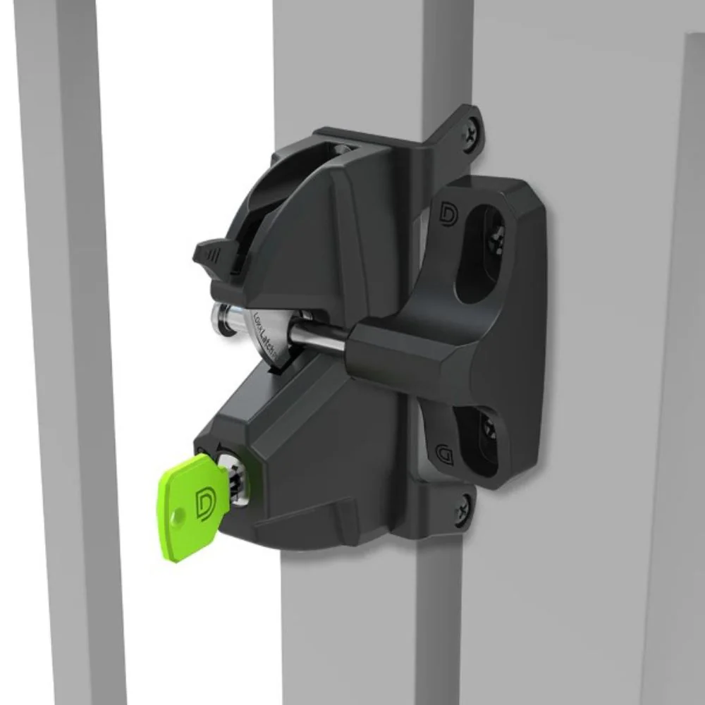 D&D Technologies LokkLatch Plus Locking Privacy Gate Gravity Latch Keyed-Different (Black) | DND-LL3PWD