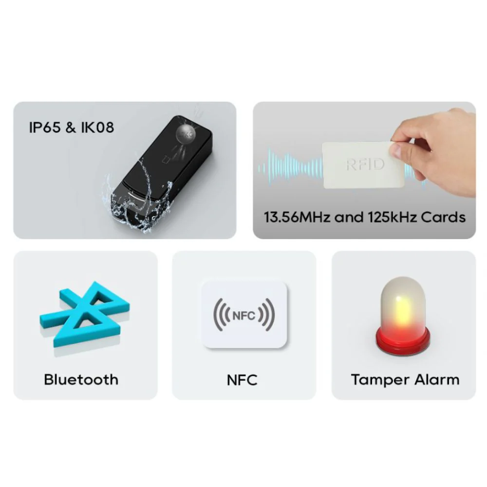 DNAKE AC01 Smart Access Control Reader, RFID, NFC, Bluetooth, Phone App unlock, PoE or 12V, Flush Mount - Image 6