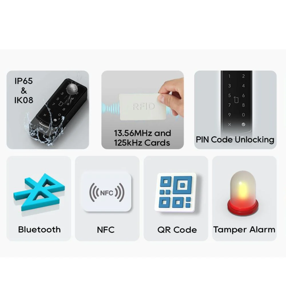 DNAKE AC02C Smart Access Control Reader with Keypad and Camera, RFID, NFC, Bluetooth, QR Code, Phone App unlock, PoE or 12V, Flush Mount - Image 5