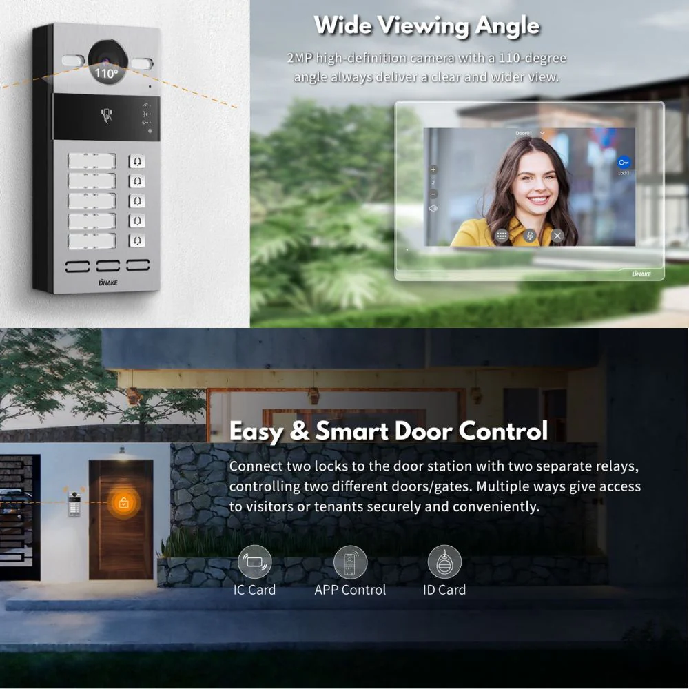 DNAKE S213M-2 Smart Intercom System with 2 Name Plate Call Buttons, Weatherproof, Cloud-Based, PoE or 12V, Flush Mount with 5 App License - Image 5