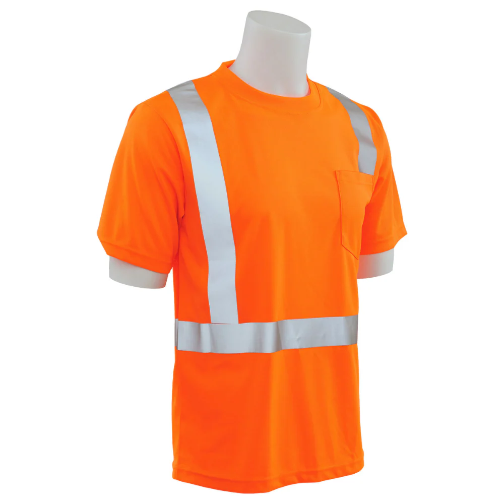 ERB Safety 9006S Class 2 Birdseye Mesh Short SLV T-Shirt (Hi-Viz Orange) Pack of 7