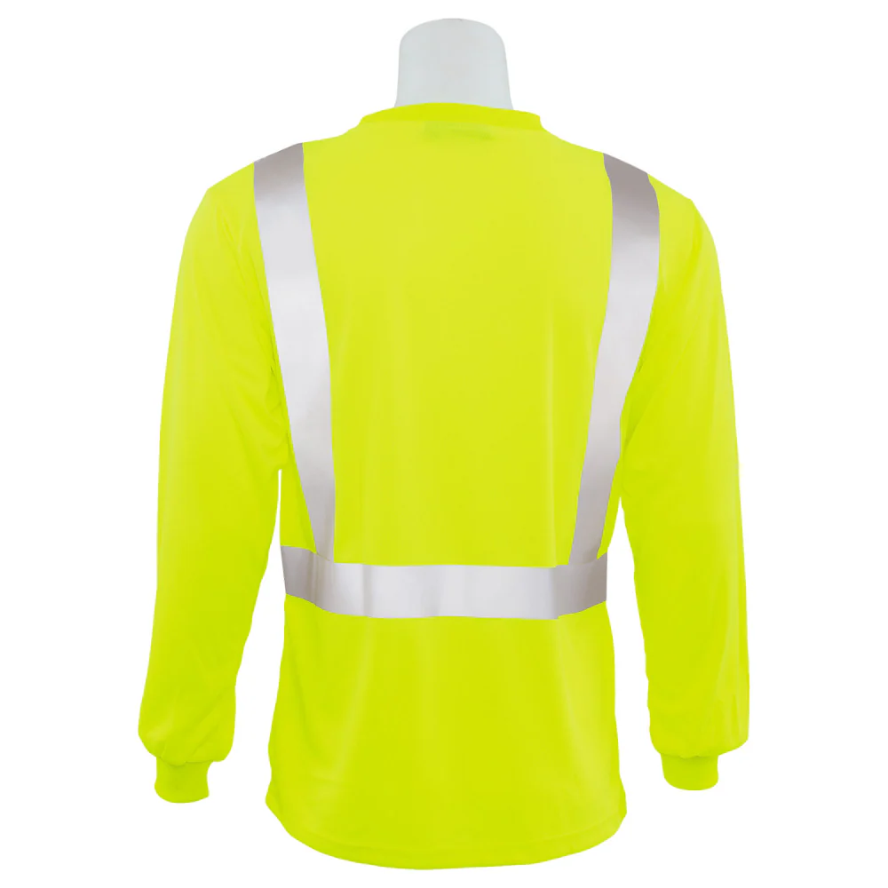 ERB Safety 9007S ANSI/ISEA 107 Type R Class 2 Long Sleeved T-shirt (Hi-Viz Lime) Pack of 6 - Image 3
