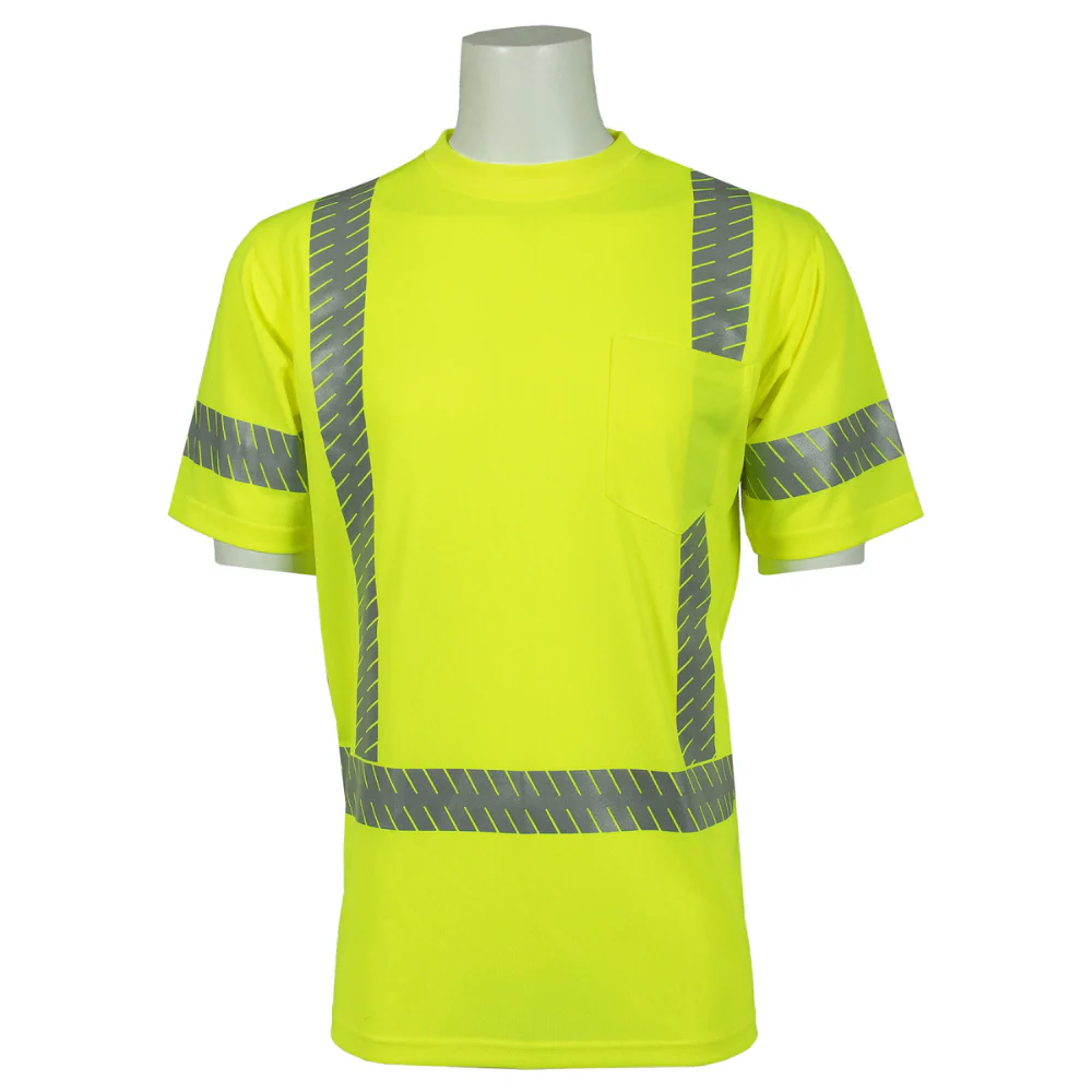 ERB Safety 9206SEG ANSI/ISEA Class 3 Short Sleeved T-Shirt with Reflective Tape (Hi-Viz Lime) Pack of 6